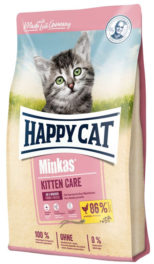 HappyCat Minkas KittenCare Geflügel 1,5kg sorgt dank der wertvollen Proteine und hochwertigen Zutatenfür ein rundum harmonisches Wachstum.