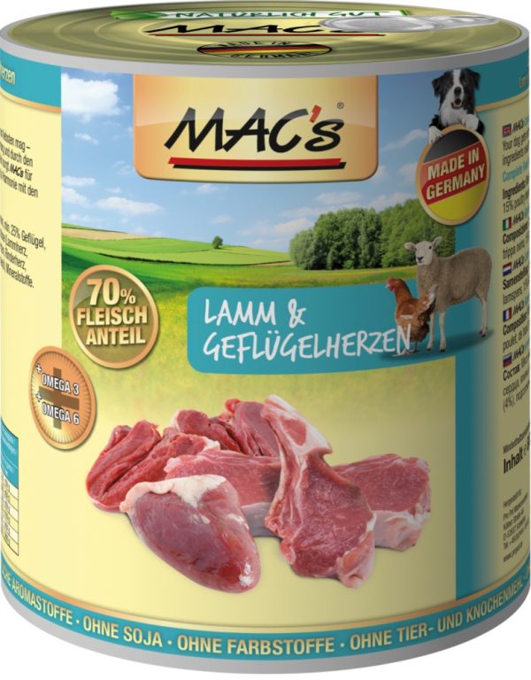 Macs Dog Lamm-Gefl.herz  800gD