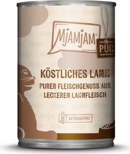 Mjamjam Katze Lamm Pur 400g bietet deinem Liebling den puren Fleischgenuss. 100 % frisches Lammfleisch für ein einzigartiges und exklusives Genusserlebnis.