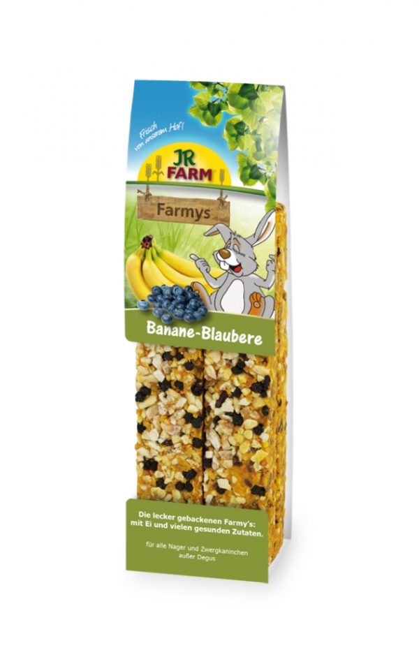 JR FARMY´s Banane Blaubeere 160g, Die lecker gebackenen FARMYs mit Ei und vielen gesunden Zutaten (Banane 10%, Blaubeere 4%).