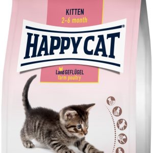 Happy Cat Kitten Land Geflügel 1,3kg, leicht verdauliches Land-Geflügel mit zarter Karotte und Rosmarin ist die ideale Basis für ein harmonisches Wachstum.