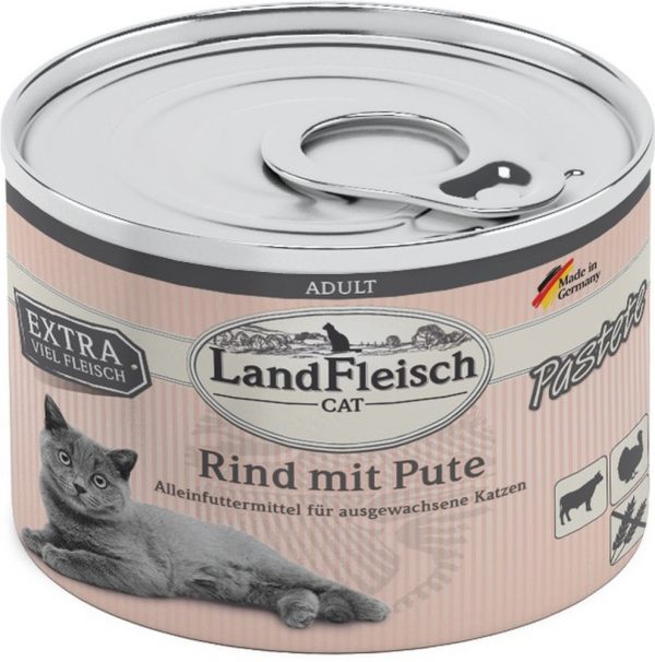 Landfleisch für Katzen, Rind mit Pute, Pastete