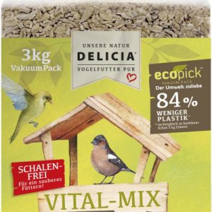 DELICIA Vital-Mix VogelfutterPur 3kg, ist die ideale Nahrungsergänzung für alle Gartenvogel-Arten. Mischung aus protein- und fettreichen Zutaten.