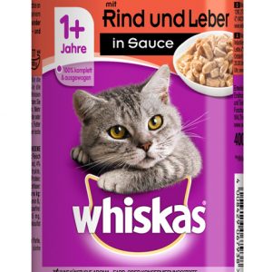 Whiskas Katzenfutter mit Rind und Leber in Sauce